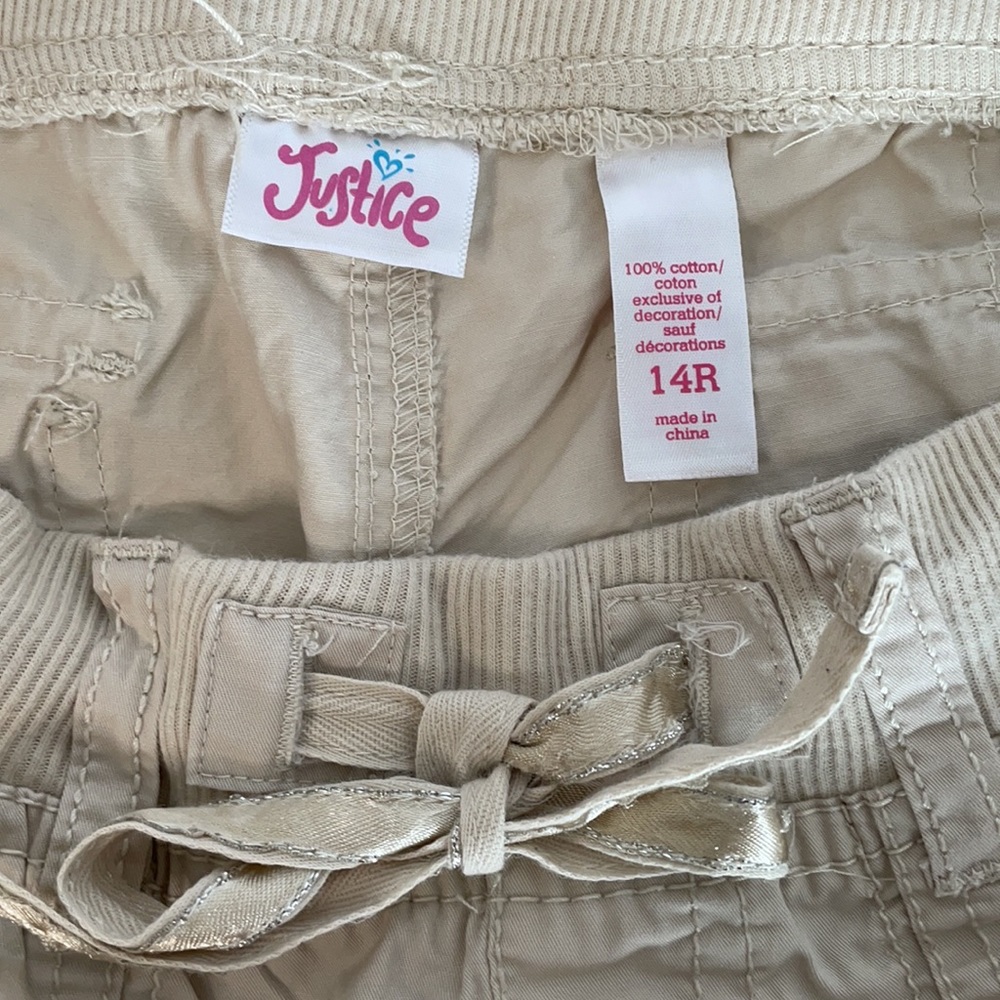 Justice cream crop pants youth size 14 - Can wear 3 different ways! - Picture 4 of 8